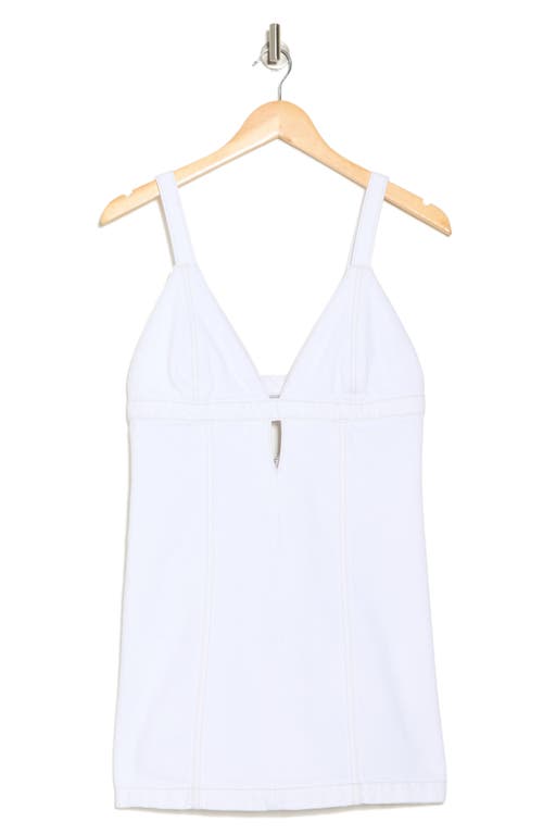 Re/done Seamed Denim Shift Dress In White