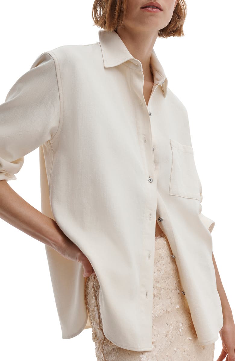 rag & bone Connie Ultra Featherweight Denim Button-Up Shirt, Alternate, color, Ecru