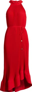 Milly Nalani Plissé Ruffle Hem Maxi Dress