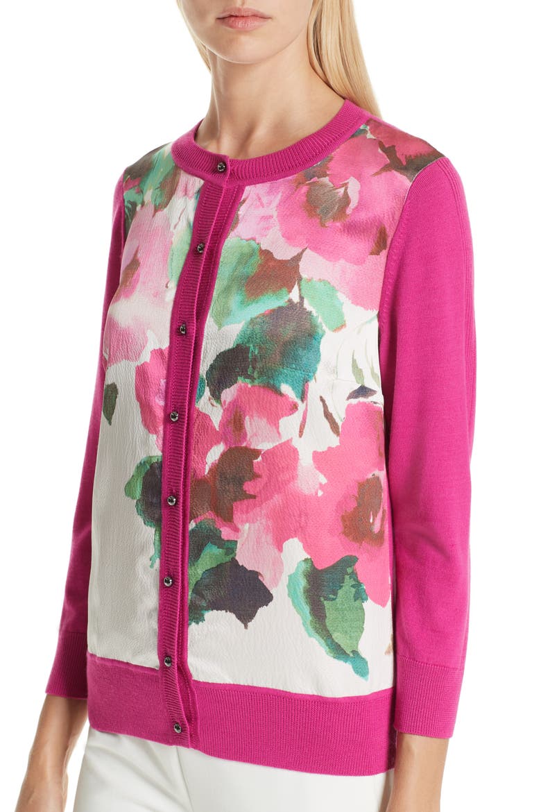 Jersey & Silk Cardigan, Alternate, color, CAMELLIA