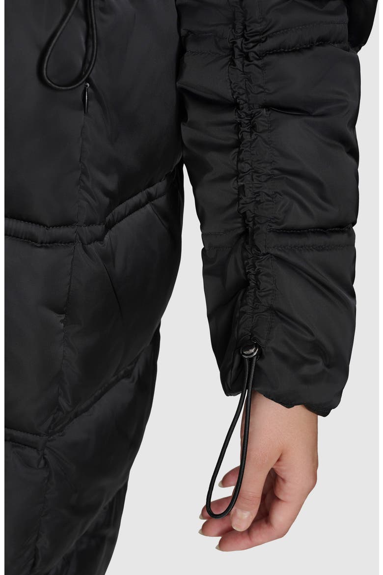 Emery Faux Fur Trim Down, Feather & Synthetic Fill Puffer Coat, Alternate, color, BLACK