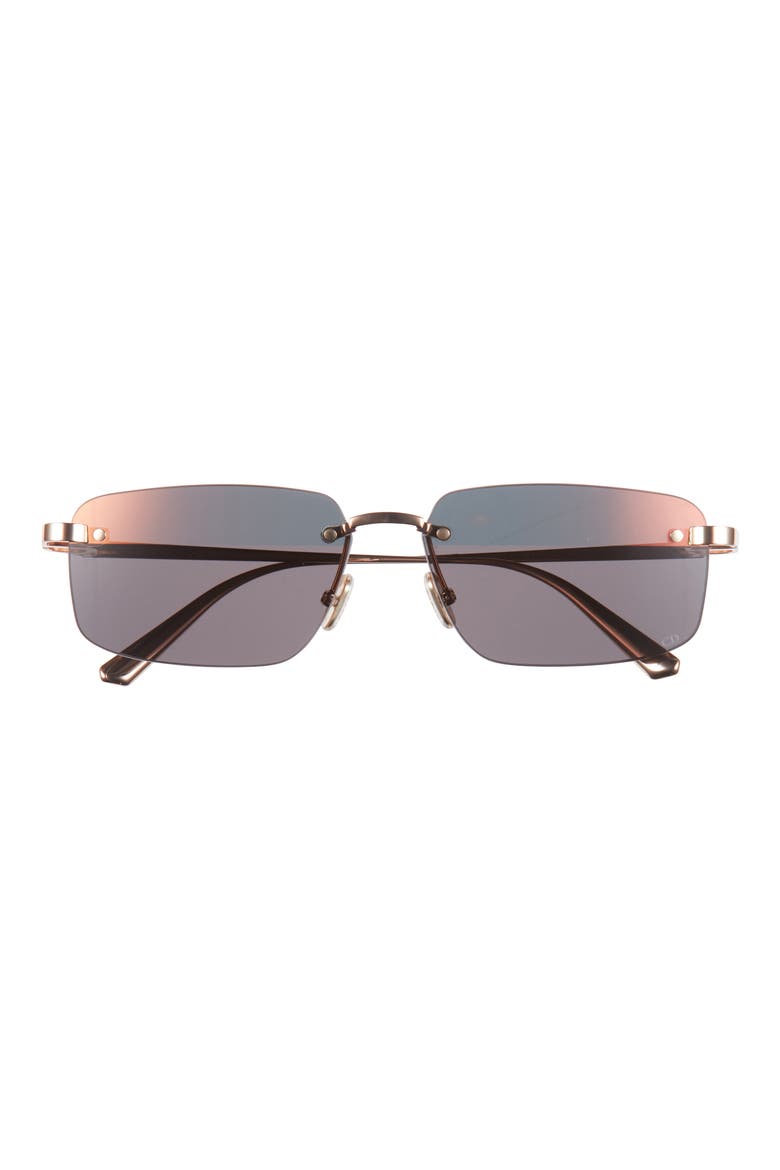 'CDior S4U Rectangular Sunglasses, Main, color, MATTE ROSE GOLD / SMOKE