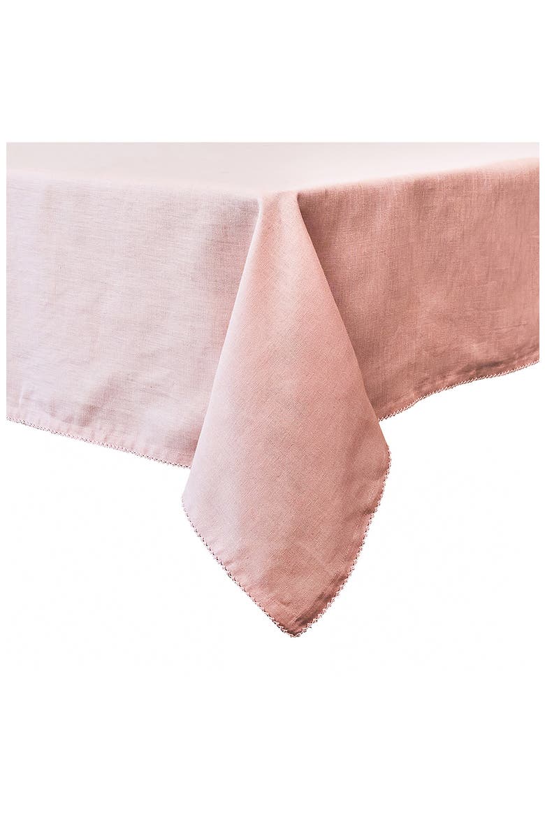 Berry Scallop Linen Tablecloth, Alternate, color, PINK