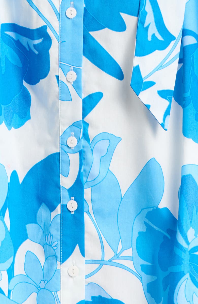 SUGARLIPS Darien Floral Aurelia Babydoll Cotton Midi Dress, Alternate, color, White Blues Combo