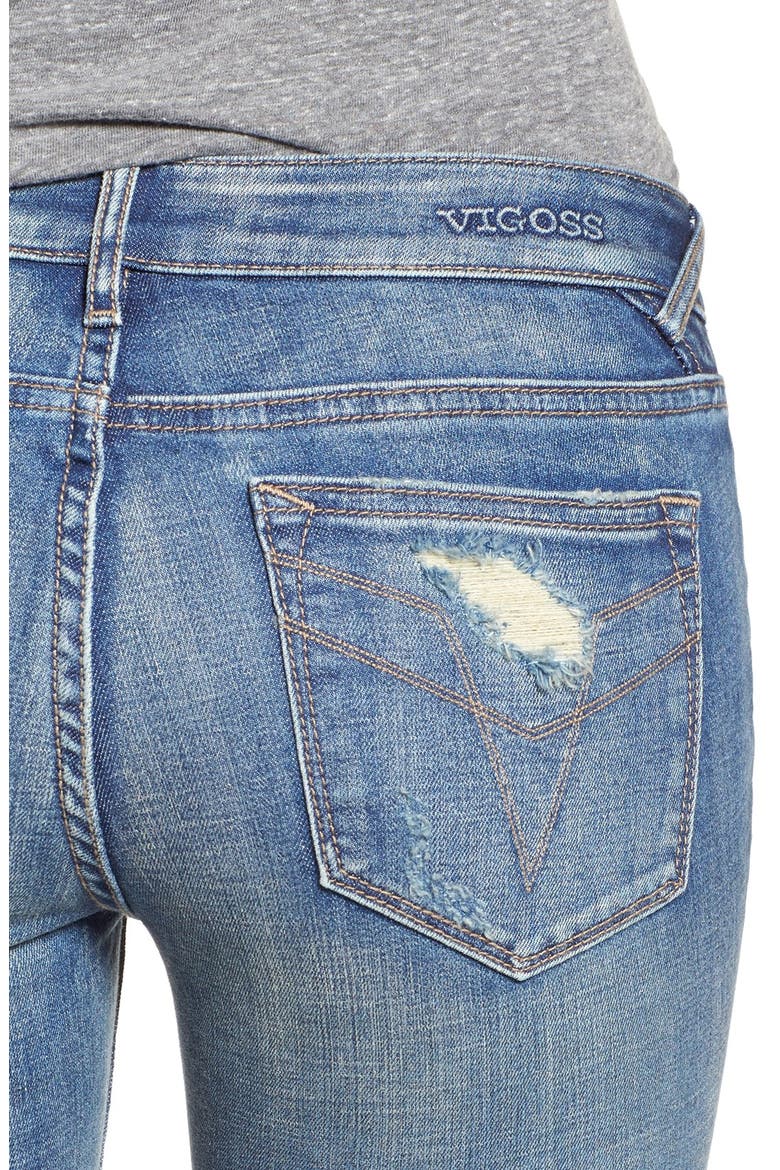 'Chelsea' Destroyed Ankle Skinny Jeans, Alternate, color, LIGHT WASH