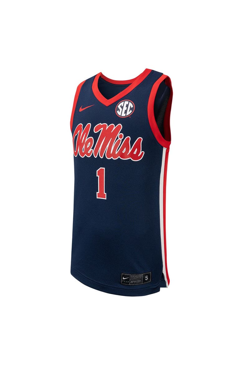 Men's Nike #1 Navy Ole Miss Rebels Replica Basketball Jersey, Alternate, color, Navy
