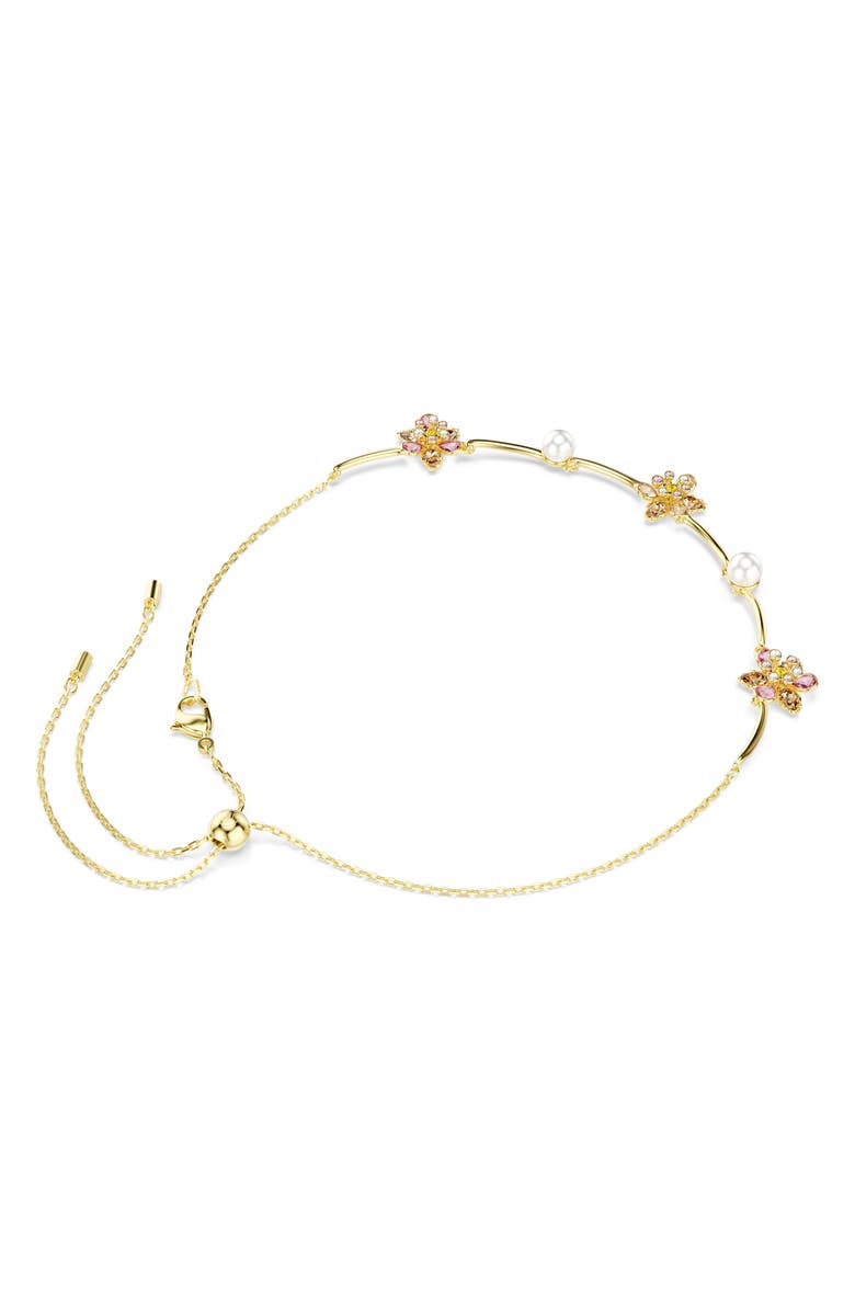 Swarovski Idyllia Crystal Flower & Faux Pearl Collar Necklace, Alternate, color, Gold/ Multi