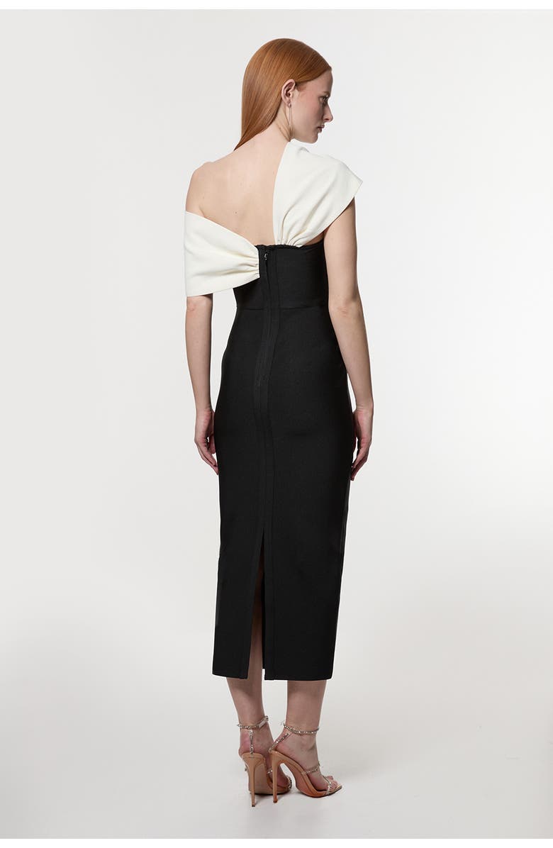 Karen Millen Asymmetric Strap Knit Midi Dress, Alternate, color, Black