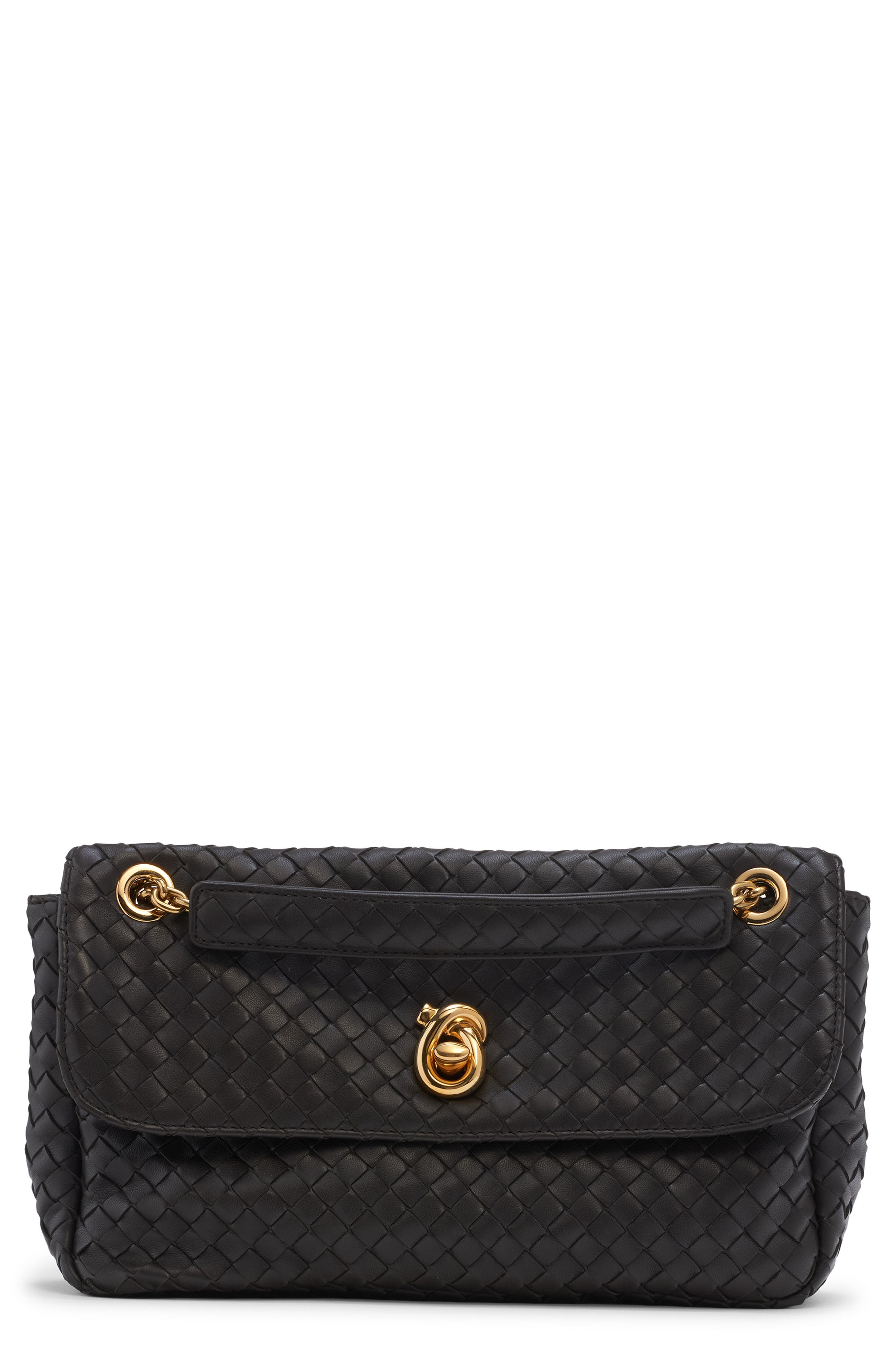 Bottega Veneta Madison Intrecciato Shoulder Bag, Main, color, 2009 Espresso-M Brass