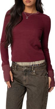 EDIKTED Waffle Long Sleeve T-Shirt