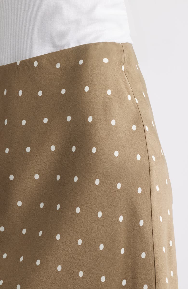 Nordstrom Bias Cut Satin Midi Skirt, Alternate, color, Olive- Ivory Tofu Armen Dot