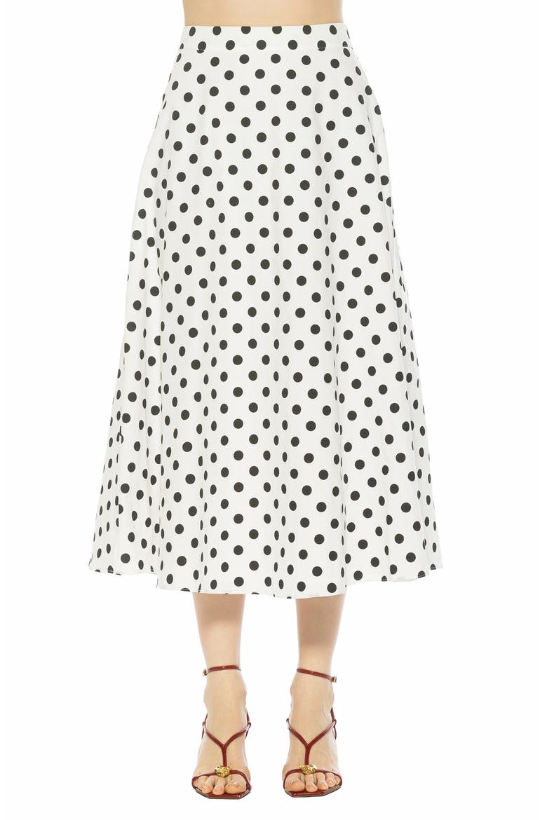 Brilyn Linen Midi Skirt, Main, color, IVORY POLKA