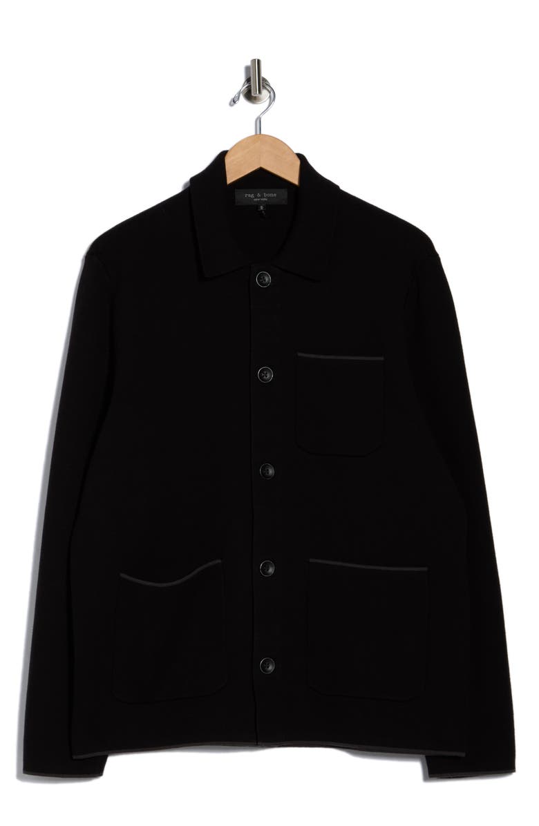 rag & bone Eddie Chore Cardigan, Main, color, Black