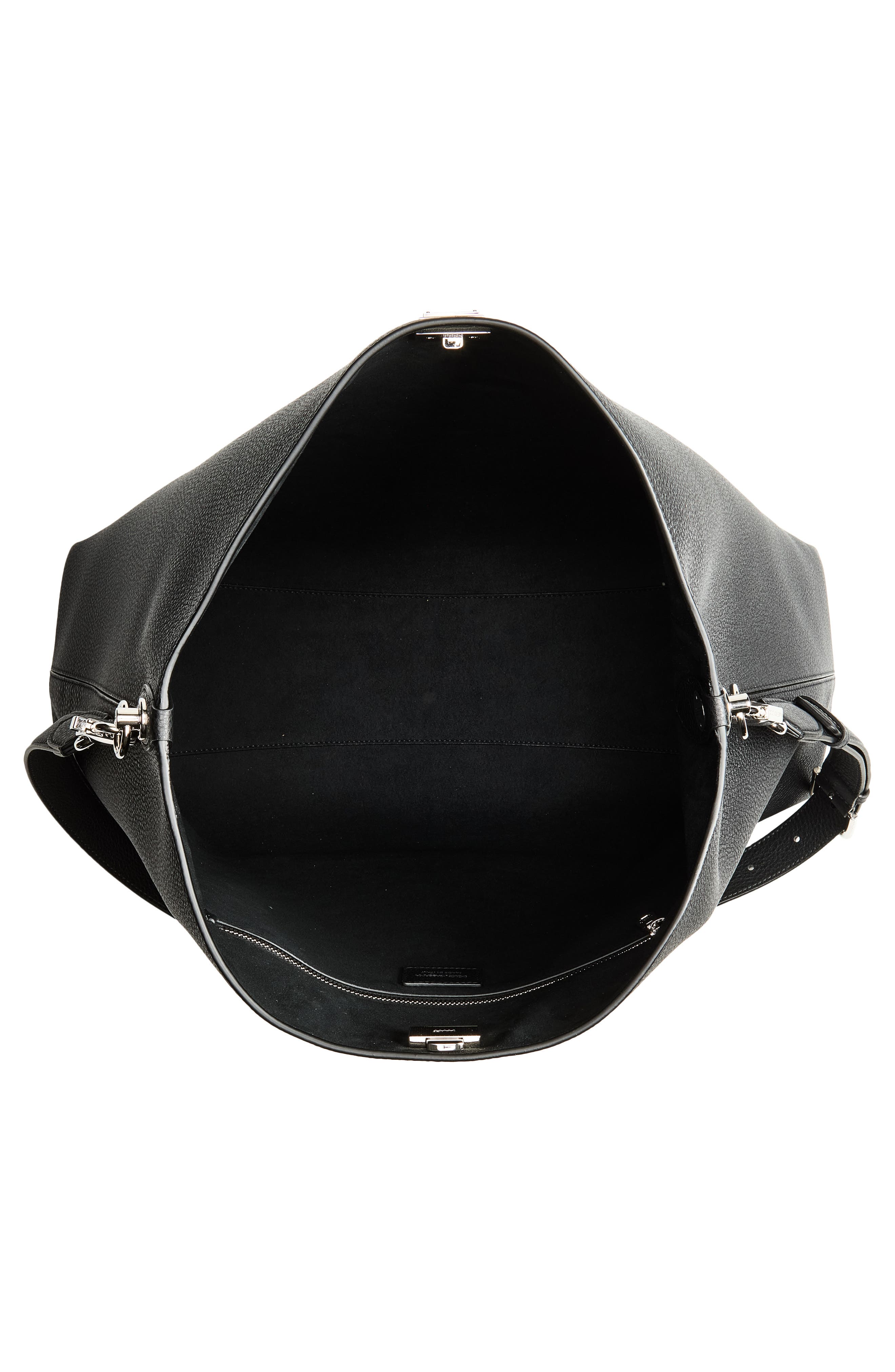Leather Hobo Bag, Alternate, color, 80999 NERO