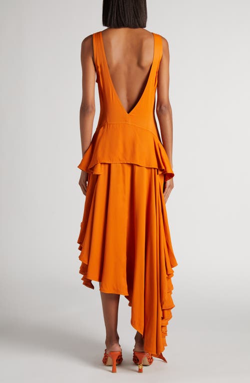 BOTTEGA VENETA BOTTEGA VENETA ASYMMETRIC TIERED RUFFLE DRESS 
