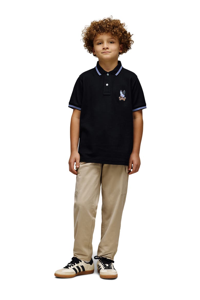 Kids' Dante Pima Cotton Piqué Polo, Alternate, color, BLACK