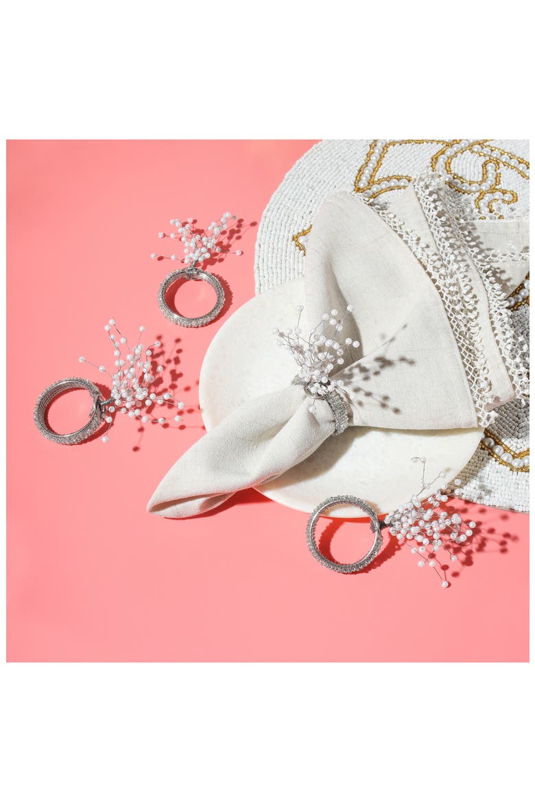 Arctic Sparkle Set of 4 Napkin Rings, Alternate, color, WHITE