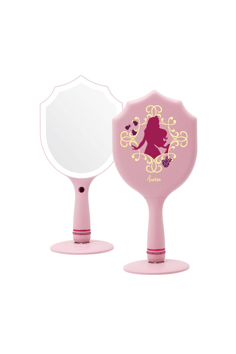 Aurora LED Handheld Makeup Mirror with Standing Base, Main, color, Pink