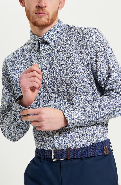 Ben Sherman Regular Fit Floral Organic Cotton Button-down Oxford Shirt In Ivory