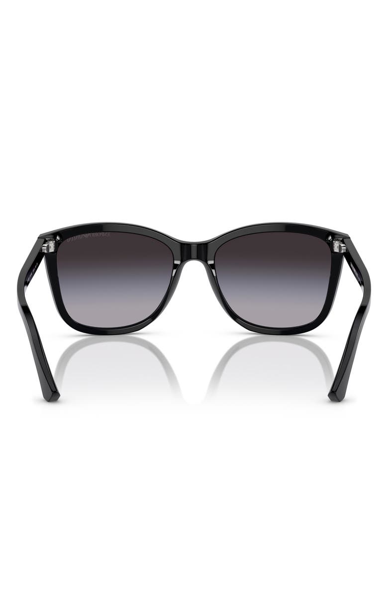 Emporio Armani 56mm Gradient Square Sunglasses, Alternate, color, Shiny Black / Gradient Grey