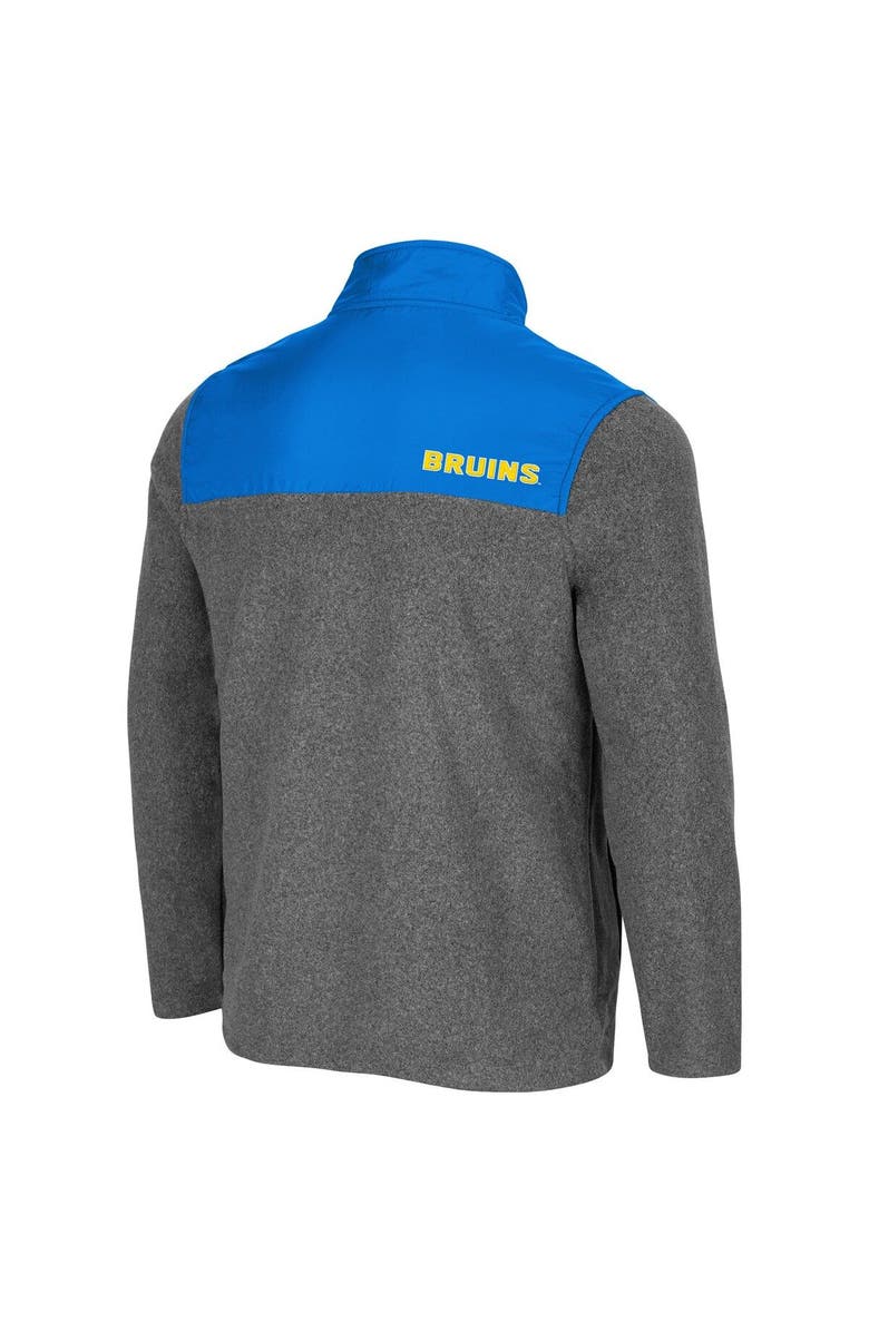 COLOSSEUM Men's Colosseum Heathered Charcoal/Blue UCLA Bruins Huff Snap Pullover, Alternate, color, Heather Charcoal