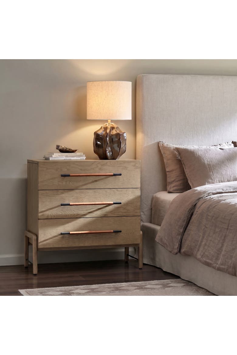 Contemporary Ceramic Table Lamp with Sculptural Base and Fabric, Grey and Cream, Alternate, color, Grey