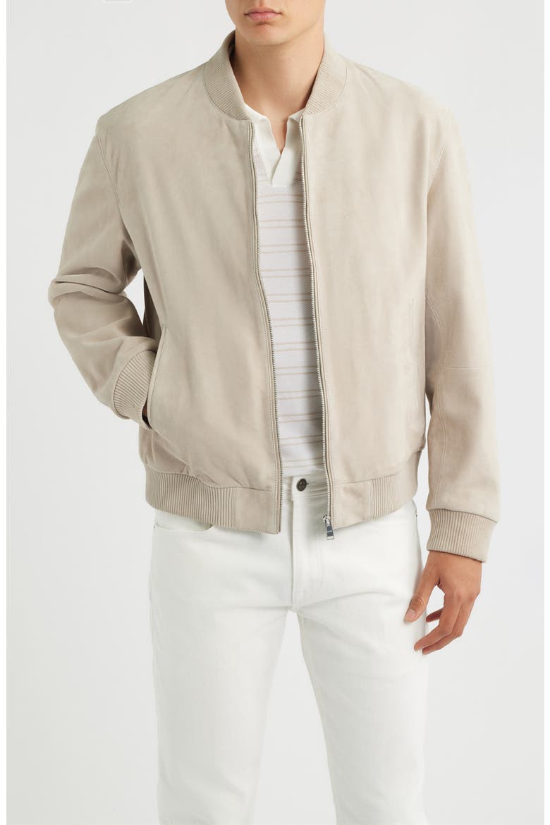 Muller Suede Bomber Jacket, Main, color, OPEN BEIGE