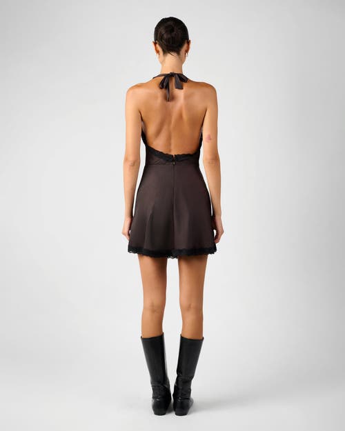 Weworewhat Halter Lace Mini Dress In Gray