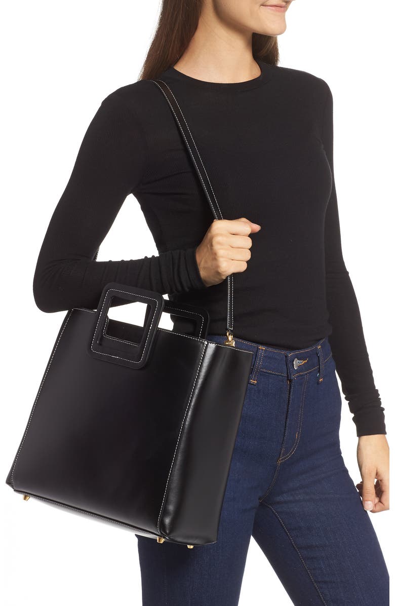 STAUD Shirley Calfskin Leather Handbag, Alternate, color,