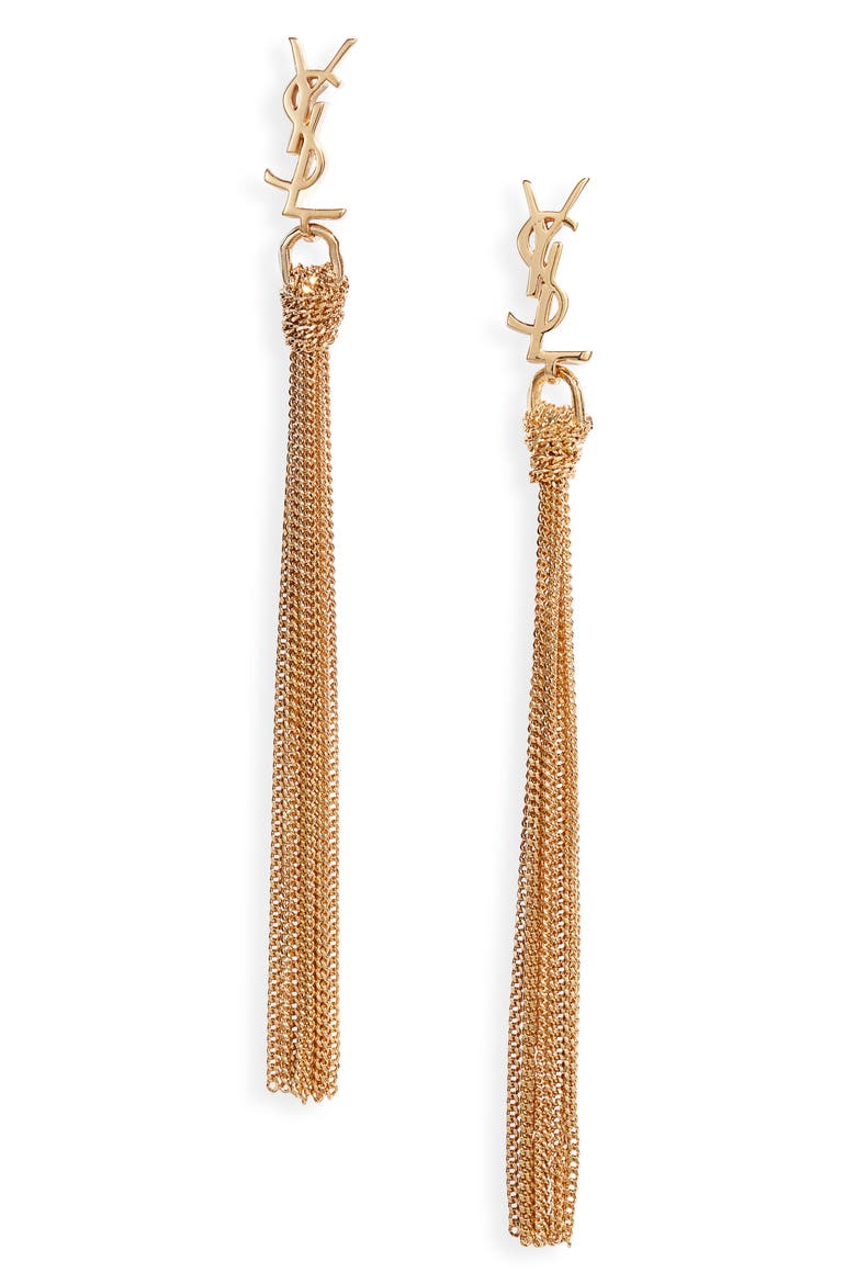 YSL Tassel Earrings, Main, color, GOLD