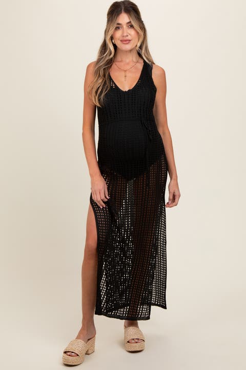 Crochet V-Neck Side Slit Cover Up