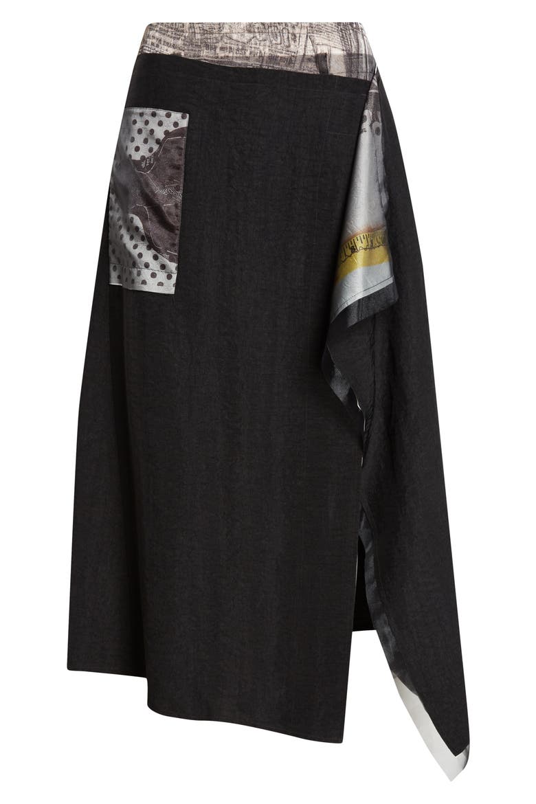 Collage Midi Skirt, Alternate, color, BLACK