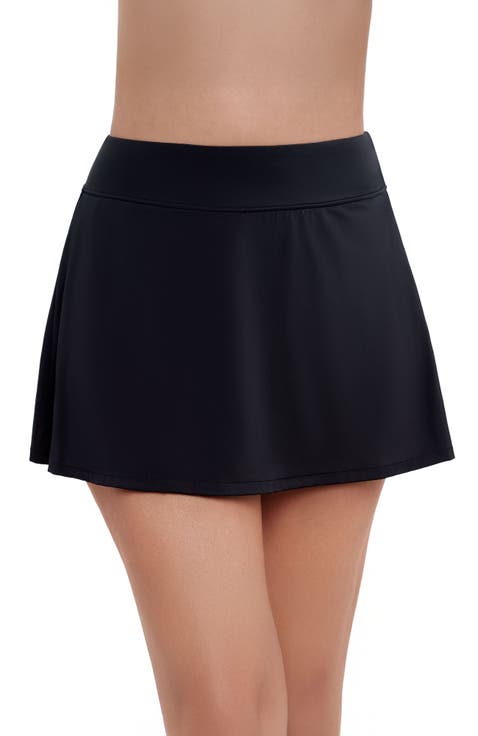 Mid-Rise Wide Waistband Control Swim Skort