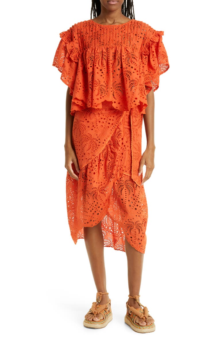 FARM Rio Orange Palm Tree Richilier Blouse, Alternate, color,