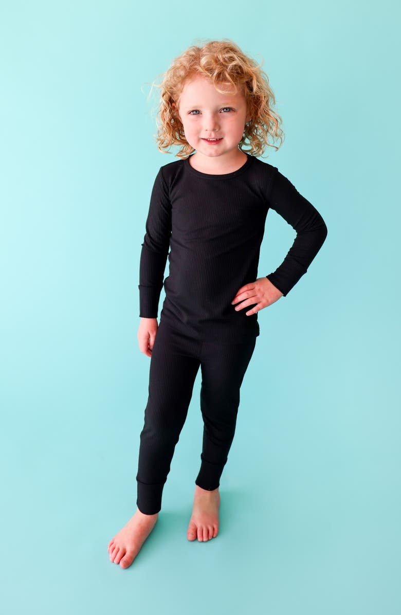 Posh Peanut Long Sleeve Rib Fitted Two-Piece Pajamas, Alternate, color, 