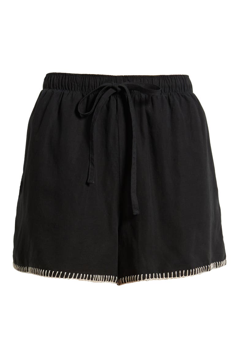 Blanket Stitch Shorts, Alternate, color, BLACK