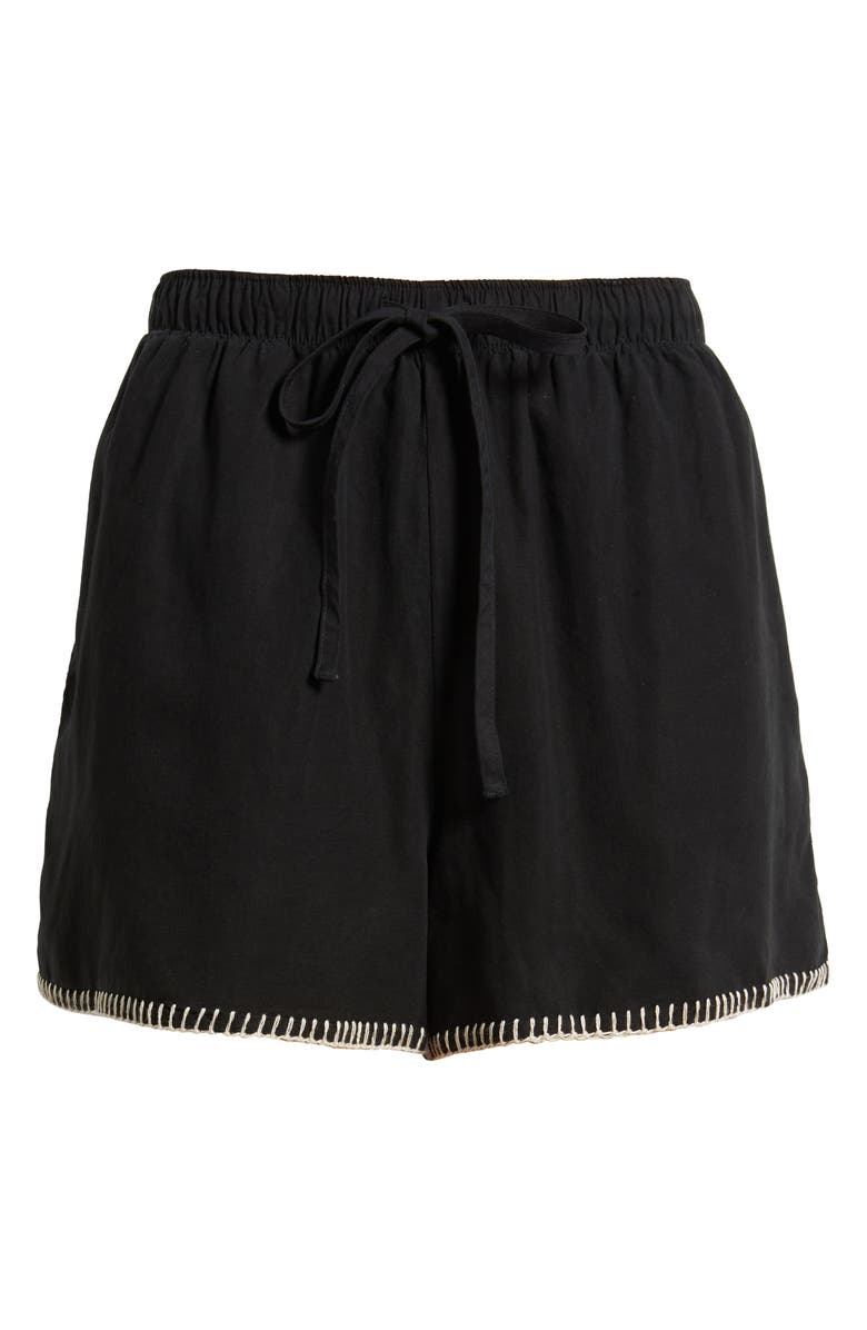 Cloth & Stone Blanket Stitch Shorts, Alternate, color, Black