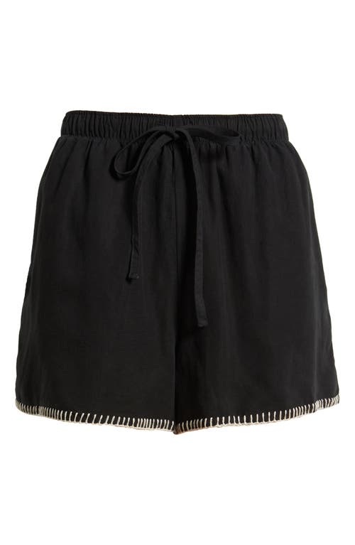 Cloth & Stone Blanket Stitch Shorts In Black