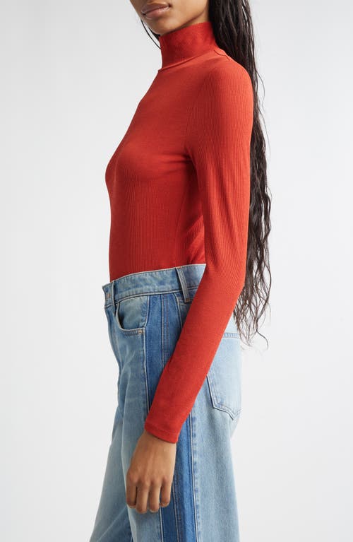 Veronica Beard Wyeth Rib Mock Neck Top In Red