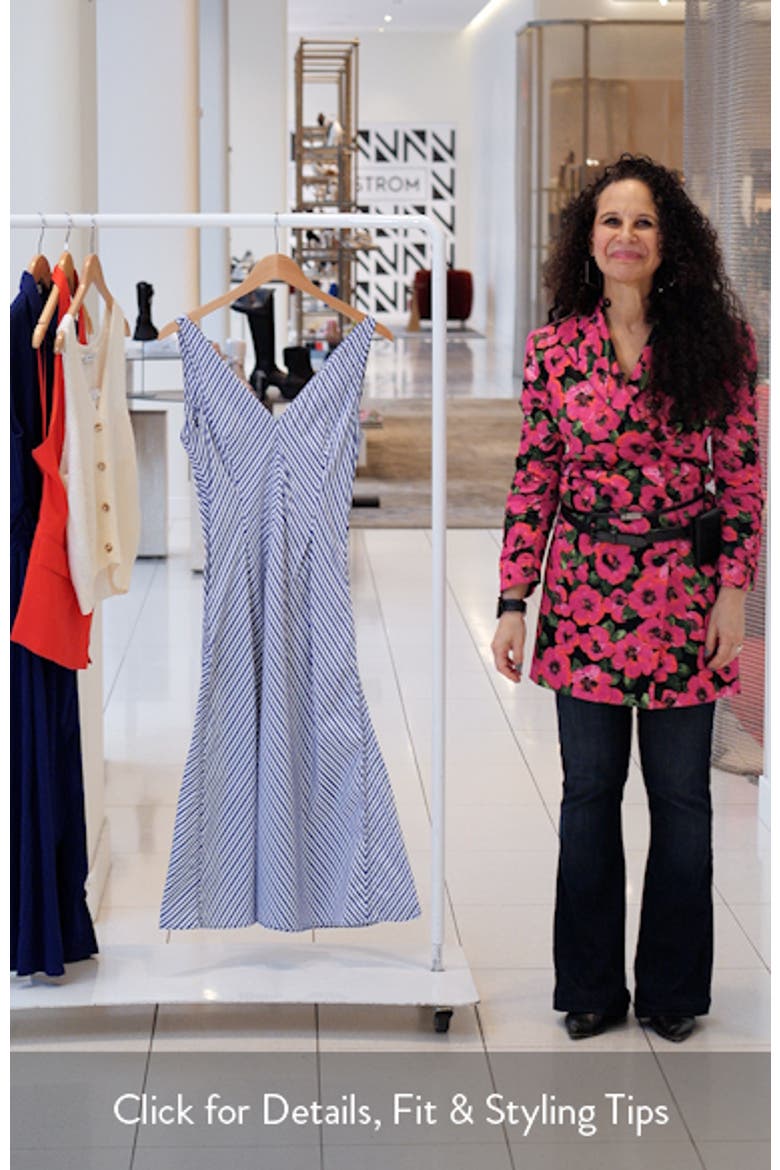 Prima Stripe Cotton Blend Midi Dress video