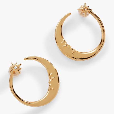 Crescent Moon Hoop Earrings
