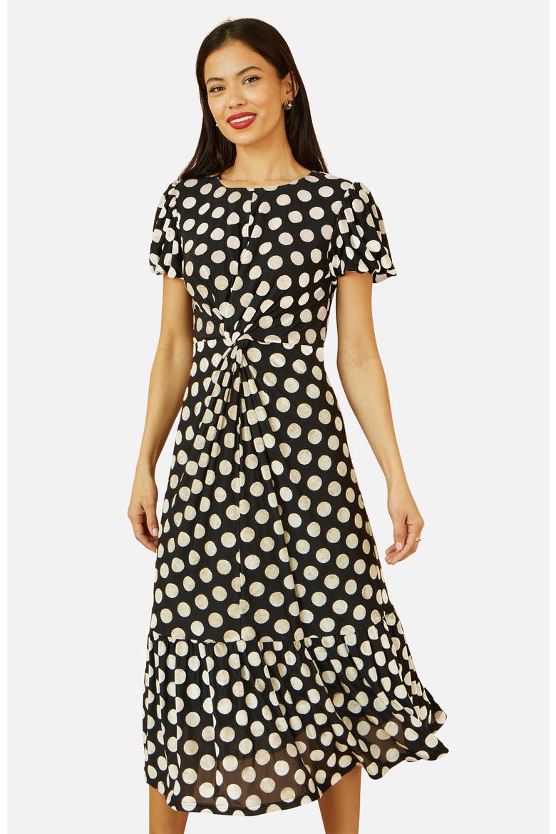 Velvet Twist Waist Midi Dress, Main, color, Black