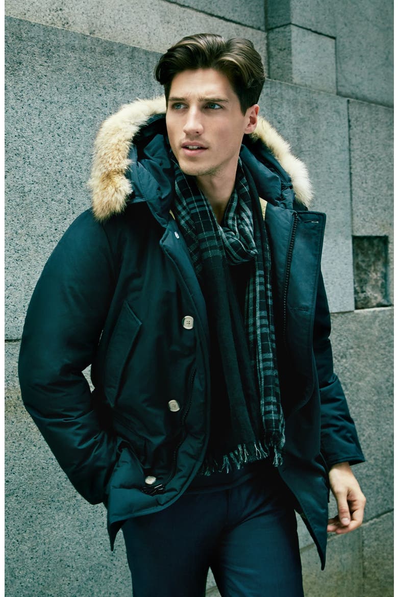 John Rich Arctic Parka with Genuine Coyote Fur Trim, Alternate, color, NAVY