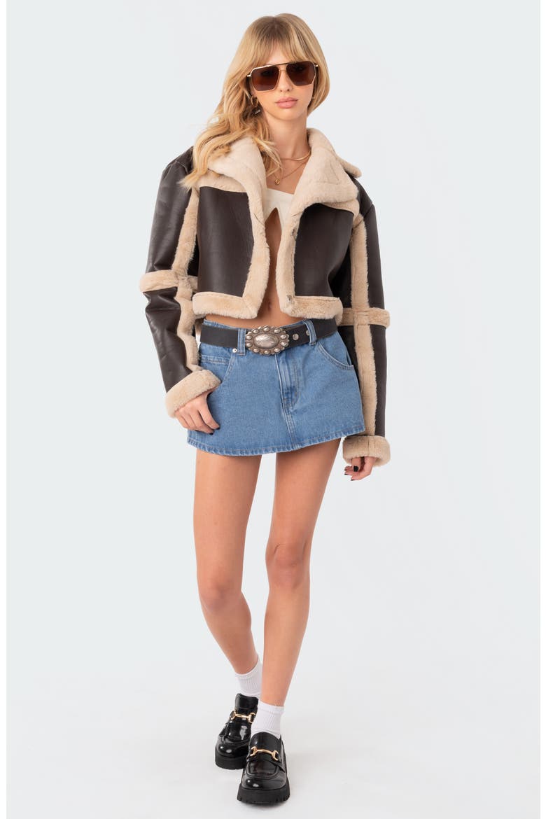 Ricky Faux Shearling Jacket, Alternate, color, BROWN