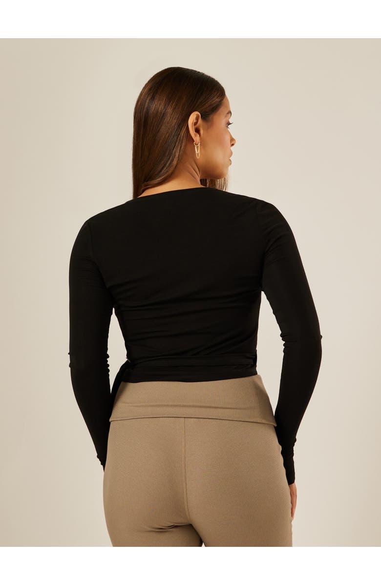 Be Athletica The Ultimate Ballet Wrap Top, Alternate, color, Black