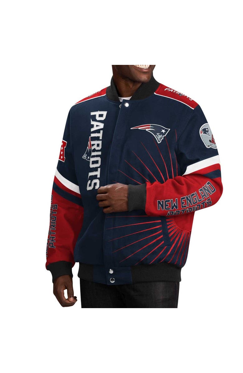 G-III SPORTS BY CARL BANKS Men's G-III Sports by Carl Banks Navy New England Patriots Extreme Redzone Full-Snap Varsity Jacket, Alternate, color, 