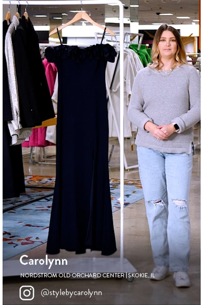Off the Shoulder Ruffle Crepe Trumpet Gown video