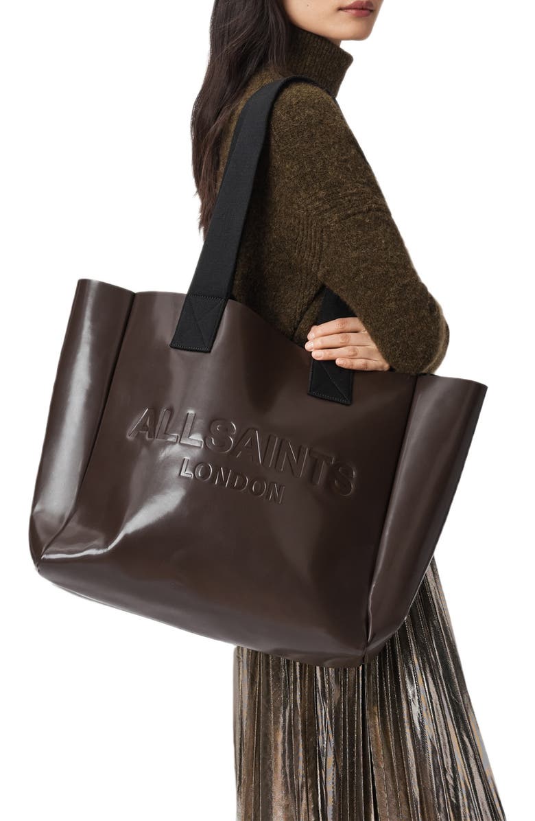 AllSaints Izzy Leather Tote, Alternate, color, Fango Brown