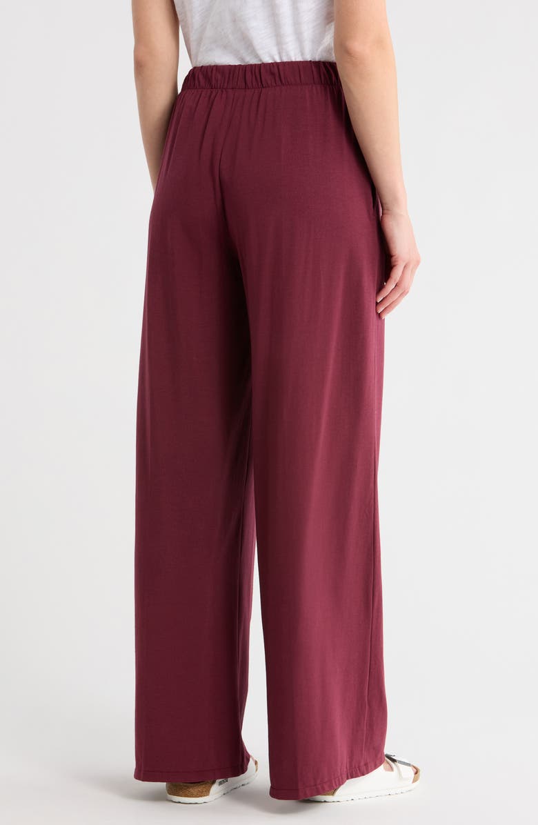 ATM Anthony Thomas Melillo Cotton Blend Wide Leg Pull-On Pants, Alternate, color, Merlot