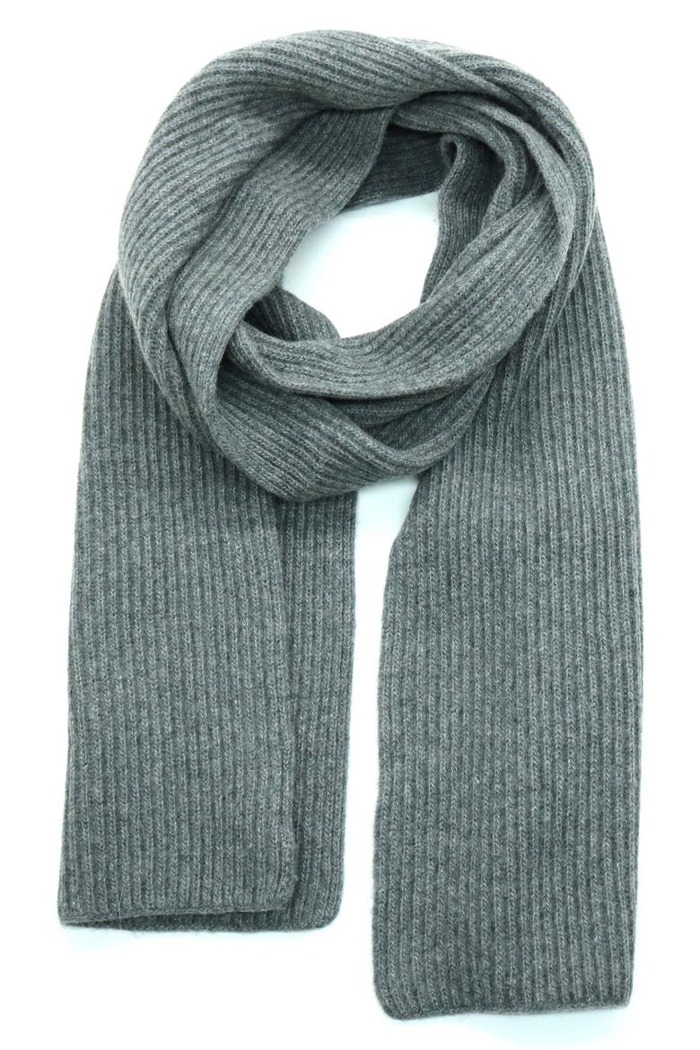 Cashmere Rib Scarf, Main, color, MEDIUM HEATHER GREY